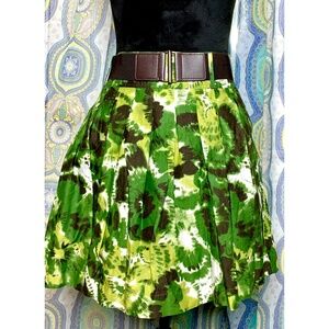 APT 9 Green and Brown Tie-Dye Skirt with Pockets Removable Belt Sz 14
